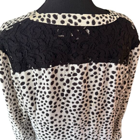 Chico's Soft Dotted Polkadot Black And White Front Tie Size 2 Xl - Picture 5 of 8